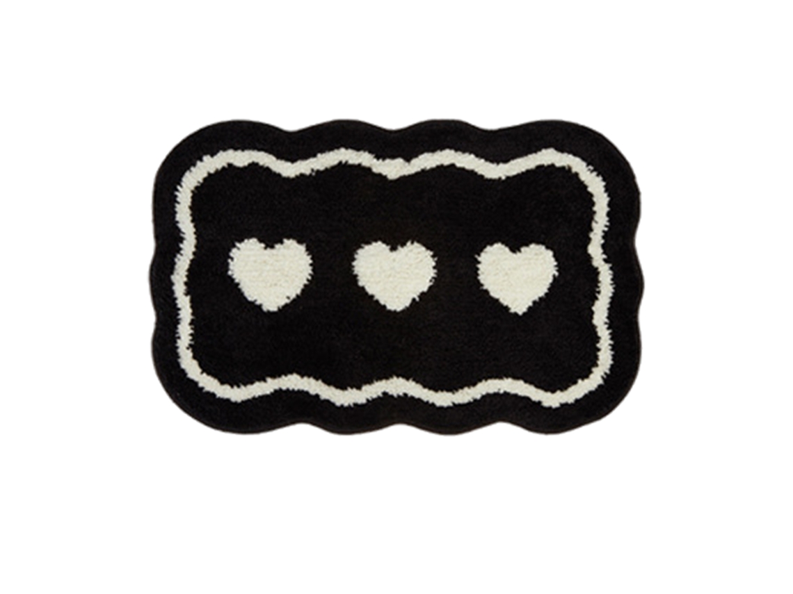 VYLARA Tapete Preto Com Flor, Microfibra Antiderrapante, Macio E Lavável Para Banheiro 40x60cm