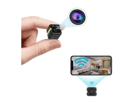 Cámara de seguridad para el hogar 1080P pequeña cámara de visión nocturna interior/exterior para registro de perros negro BISBISOUS