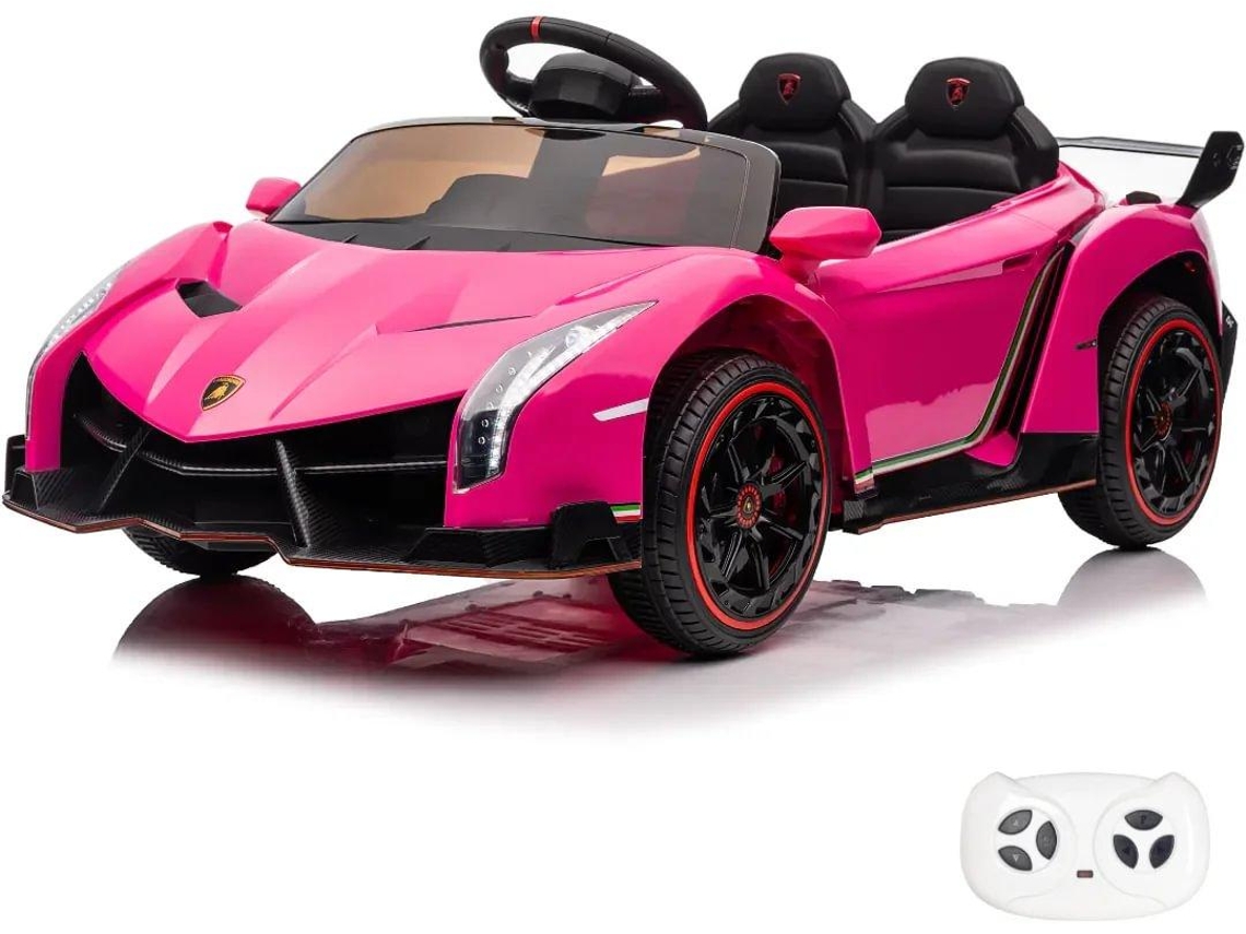 Vehículo Eléctrico Para Niños - Lamborghini Veneno 12v - 1 A 6 Años - Rosa