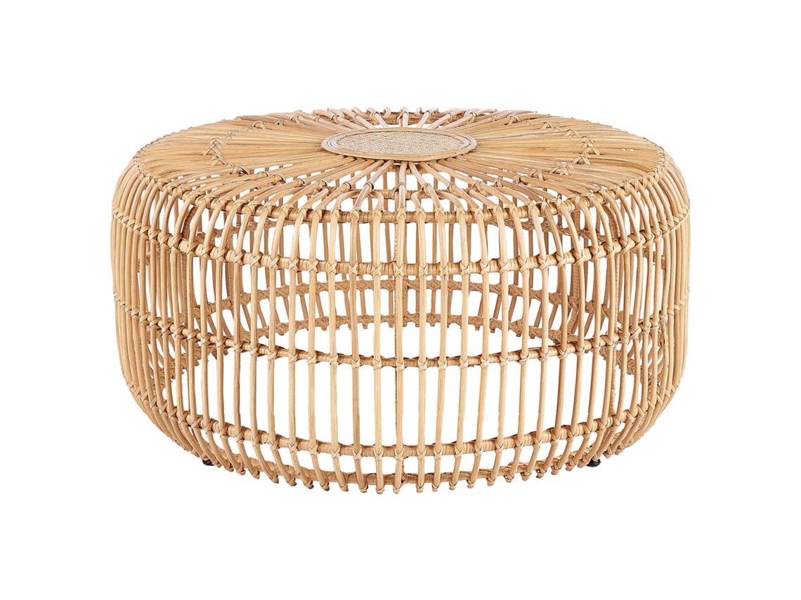 Mesa auxiliar de diseño boho BELIANI Randazzo de Ratán Beige 85x85x40