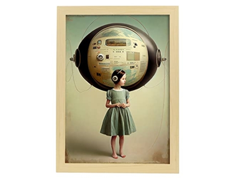 NACNIC Poster Radio En Estilo Surrealismo Cinematográfico Ilustraciones Y Grabados De Historieta Abstracta Y Artística A4 Marcos Madera