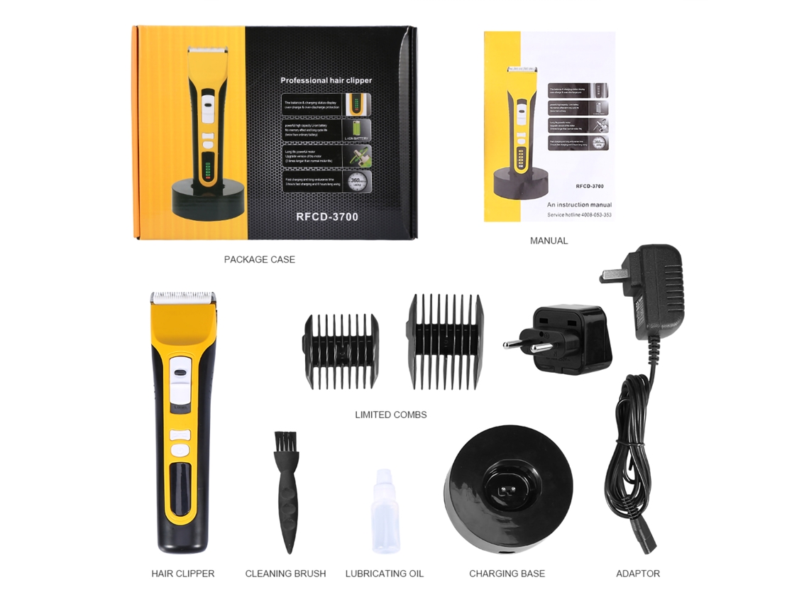 Aparelho De Corte De Cabelo Elétrico Recarregável Com Display Lcd Tijela De Barba E Cabelo
