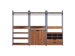 Conjunto de 3 percheros Larem con 1 compartimento cerrado 2 cajones y 6 compartimentos abietos - Negro/Efecto Nogal [EN.CASA]