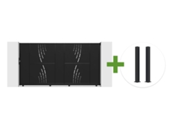 Puerta Corredera De Acero Nali Veleta De 3 M, 160 Cm De Alto, Negra + 2 Postes De Acero Negro Carmo De 15x15 Cm