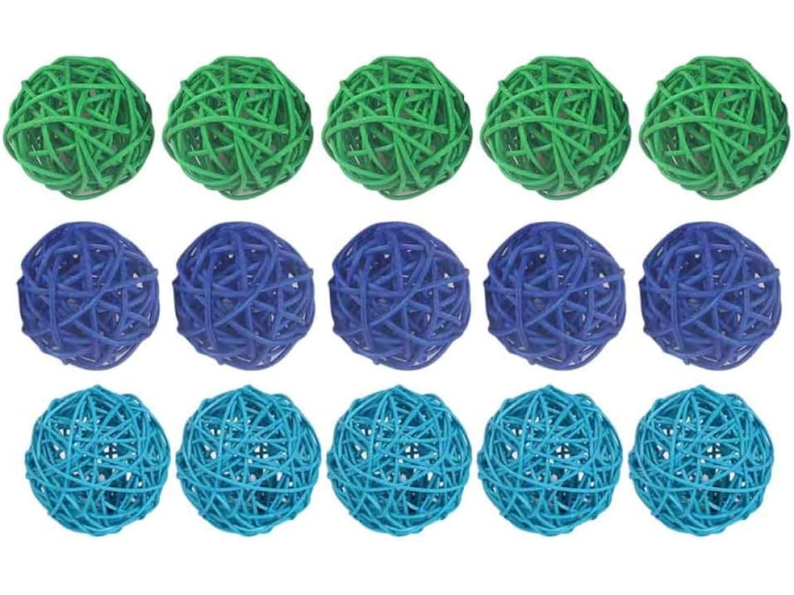 Juego 15 Bolas Ratán Verde 5 Decoraciones Colgantes Creativas Resistentes Desgaste Hoteles Bares Manualidades