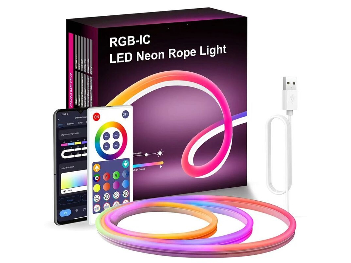 Tuya wifi lámpara transfronteriza con cable de árbol rgbic luz ip68usb música diy decoración inteligente tira de neón hada - 6 m