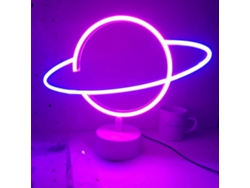 VVJIJILLY Luzes De Sinal De Neon Sonhadoras, Design Fofo De Planeta Com Anel Externo Ao Redor Do Anel Interno, Cria Uma Atmosfera Romântica Para O Quarto Do Qua