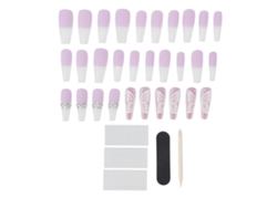 30 Uñas postizas anchas reutilizables con purpurina estilo bailarina para mujeres y niñas 21