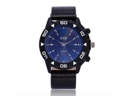 Reloj De Cuarzo Para Hombre Ccq Fashion Business Con Caja De Cuero Y Esfera Negra Grande C110
