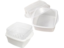 Vaporera para microondas, 2 piezas, cesta reutilizable para verduras, recipiente de plástico Gokoco