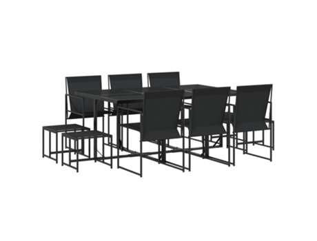 Conjunto 11 de comedor de jardín VIDAXL textileno negro