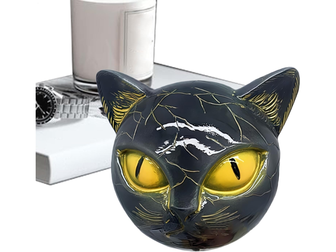 Figura De Gato Negro Con Ojos Dorados Decorativa Para Estante Pared Hogar Cocina Ba O Halloween