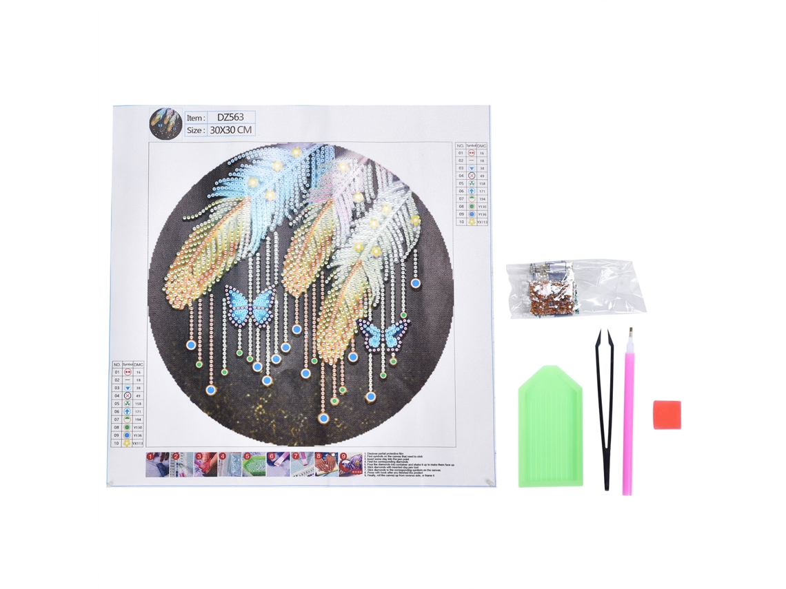 Kit De Pintura De Diamantes 5d Con Diseño De Plumas Para Decoración De Sala De Estar Y Dormitorio, 30x30cm
