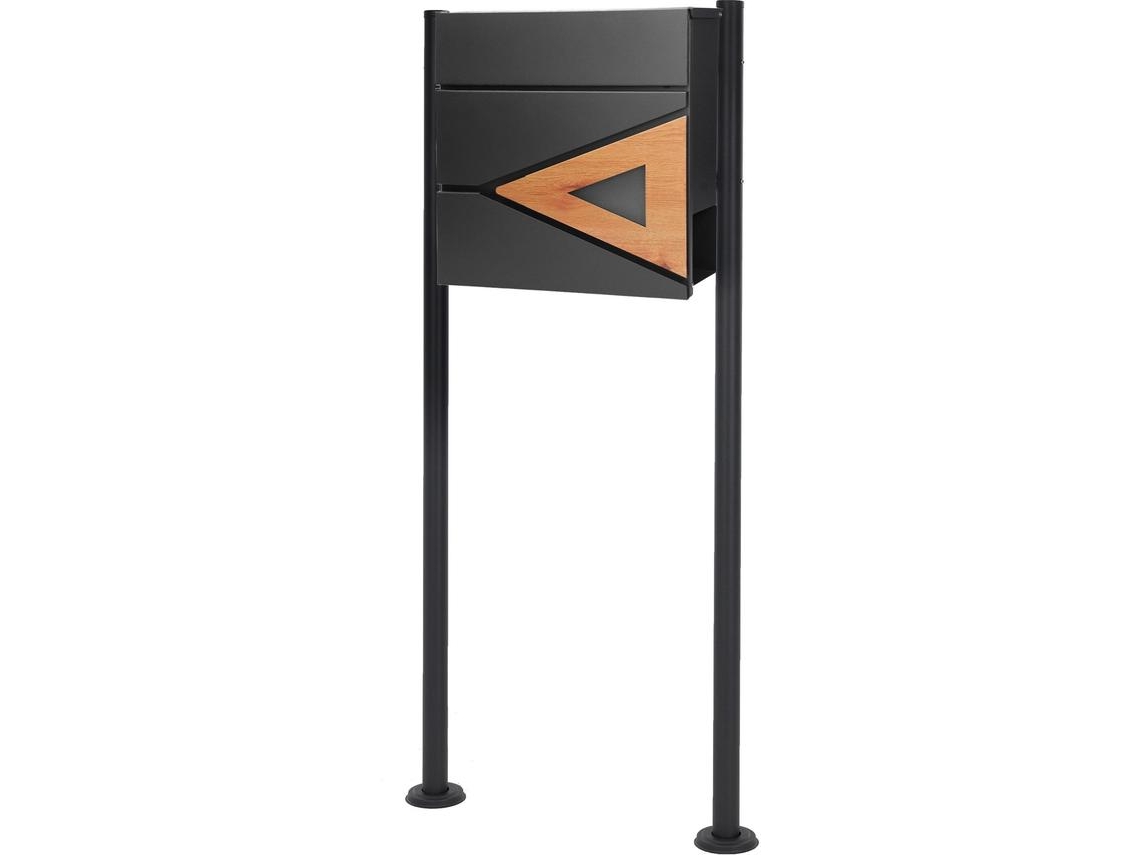 Buzón 37x36,5x11 cm antracita/madera acero ML-DESIGN