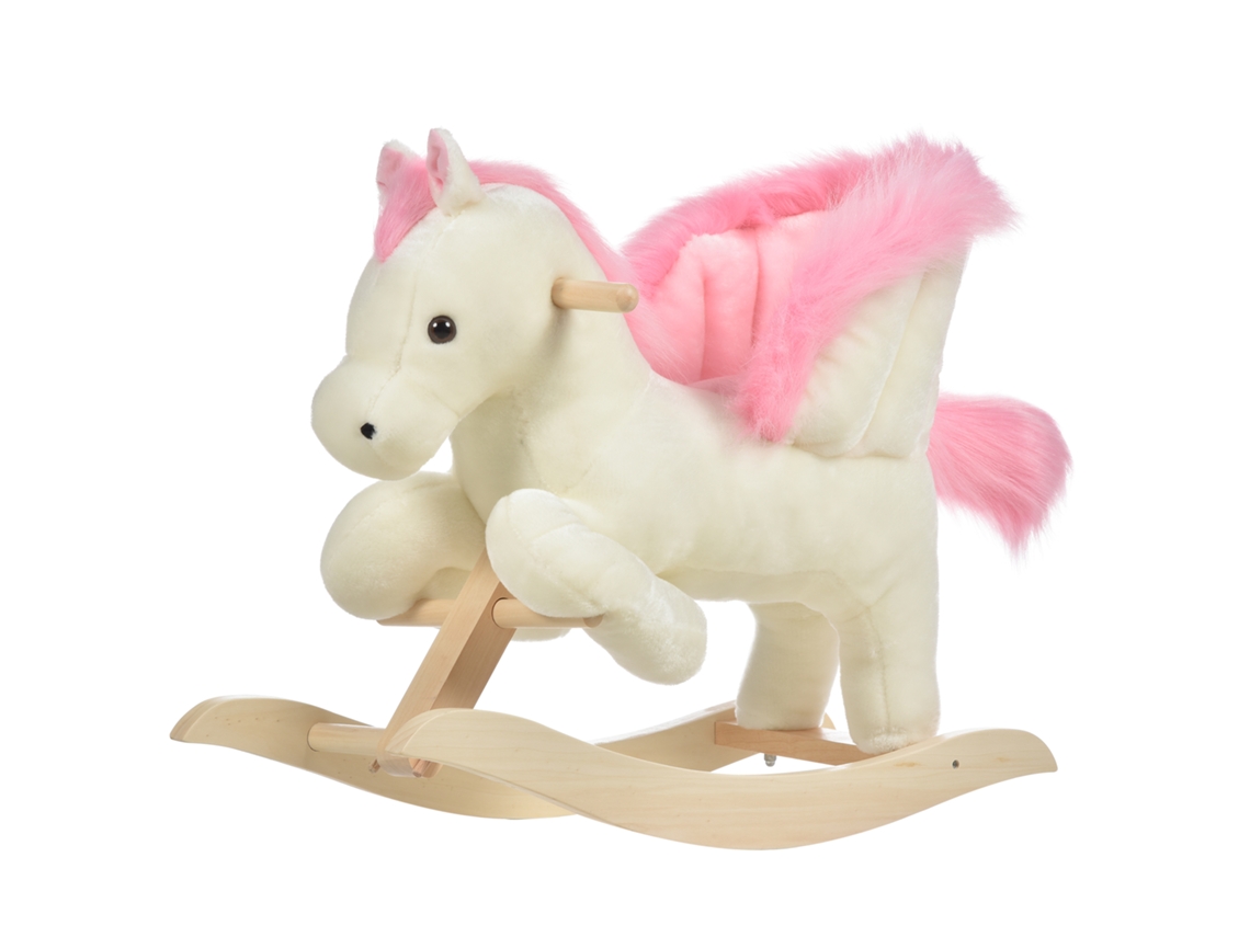 Caballito balancín de peluche con sonido y asas para niños de 1 a 3 años.