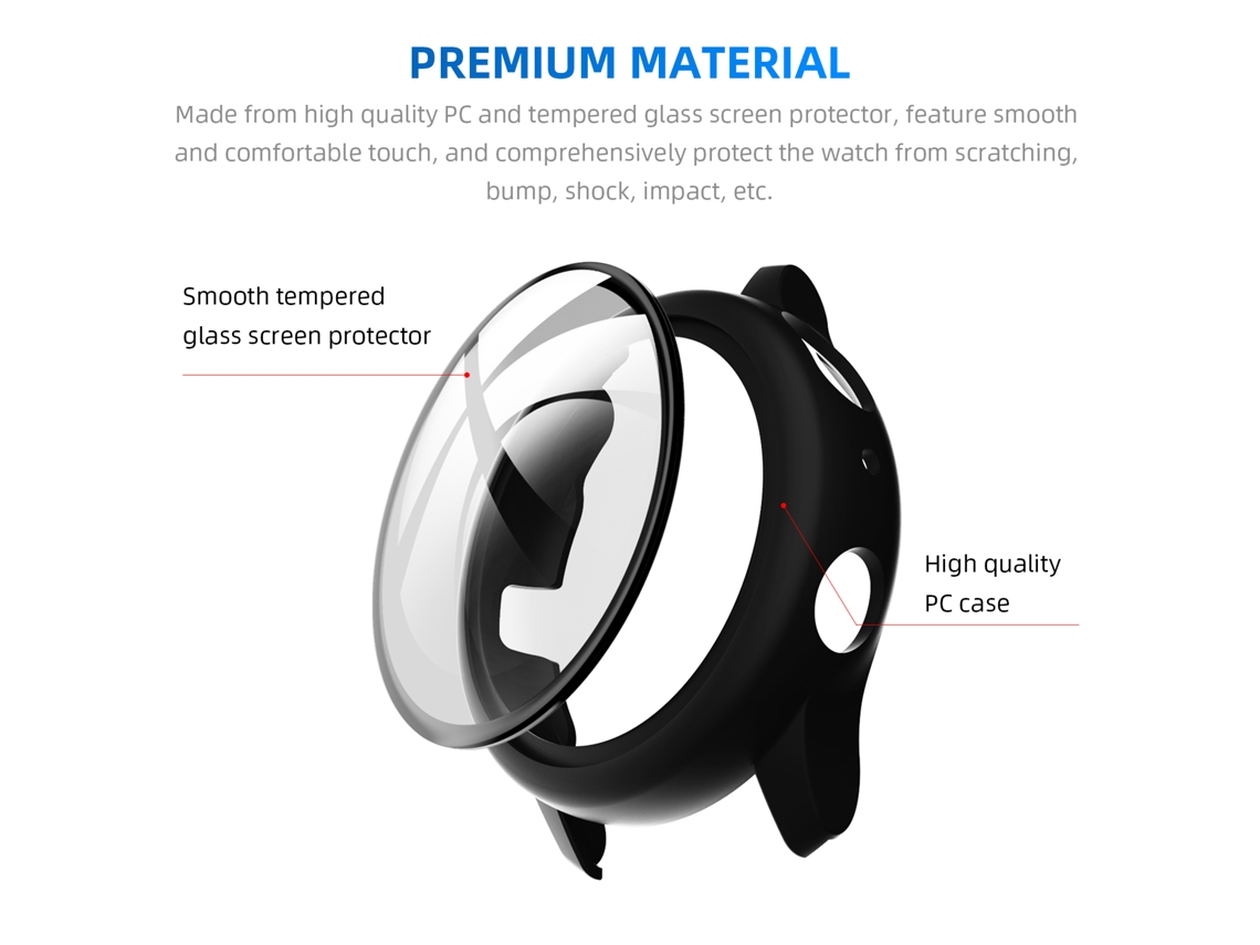 Caja Protectora Para Samsung Galaxy Watch Active 2 40mm Con Pantalla De Vidrio Templado