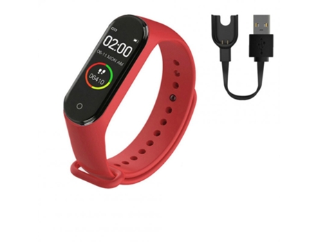 Smartwatch Hombres Mujeres M4 Rastreador digital de frecuencia cardíaca Contador de calorías Podómetro para correr Rastreador de ejercicios Rojo