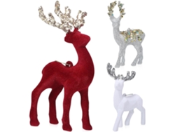 Figuras Ciervo Flocadas 3 Piezas Pvc Adornos Colgantes Fáciles Colgar Decoración Navideña Estar Oficina Tela