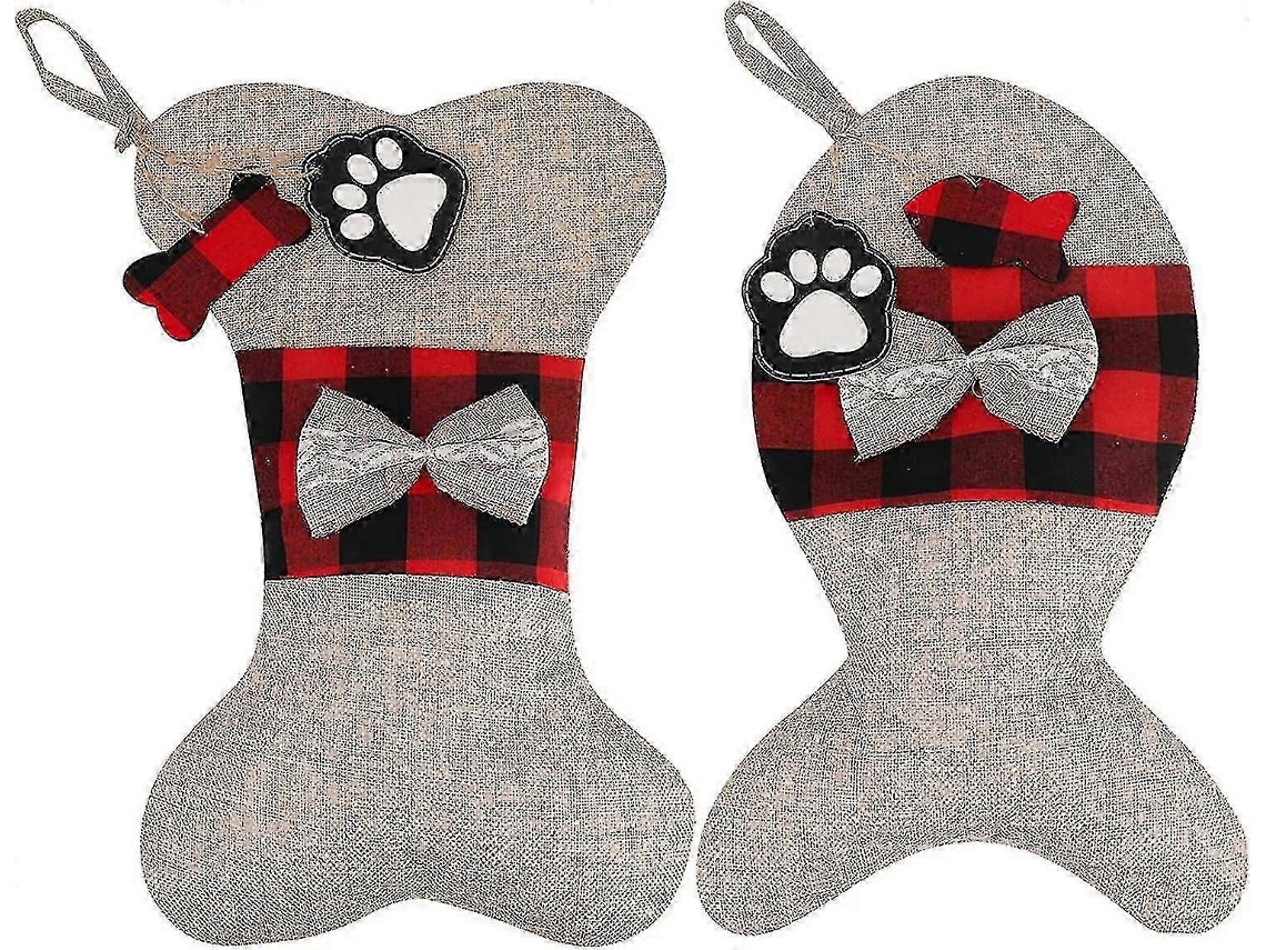 2 medias navideñas grandes y esponjosas para decorar fiestas, chimeneas y colgar en la pared.