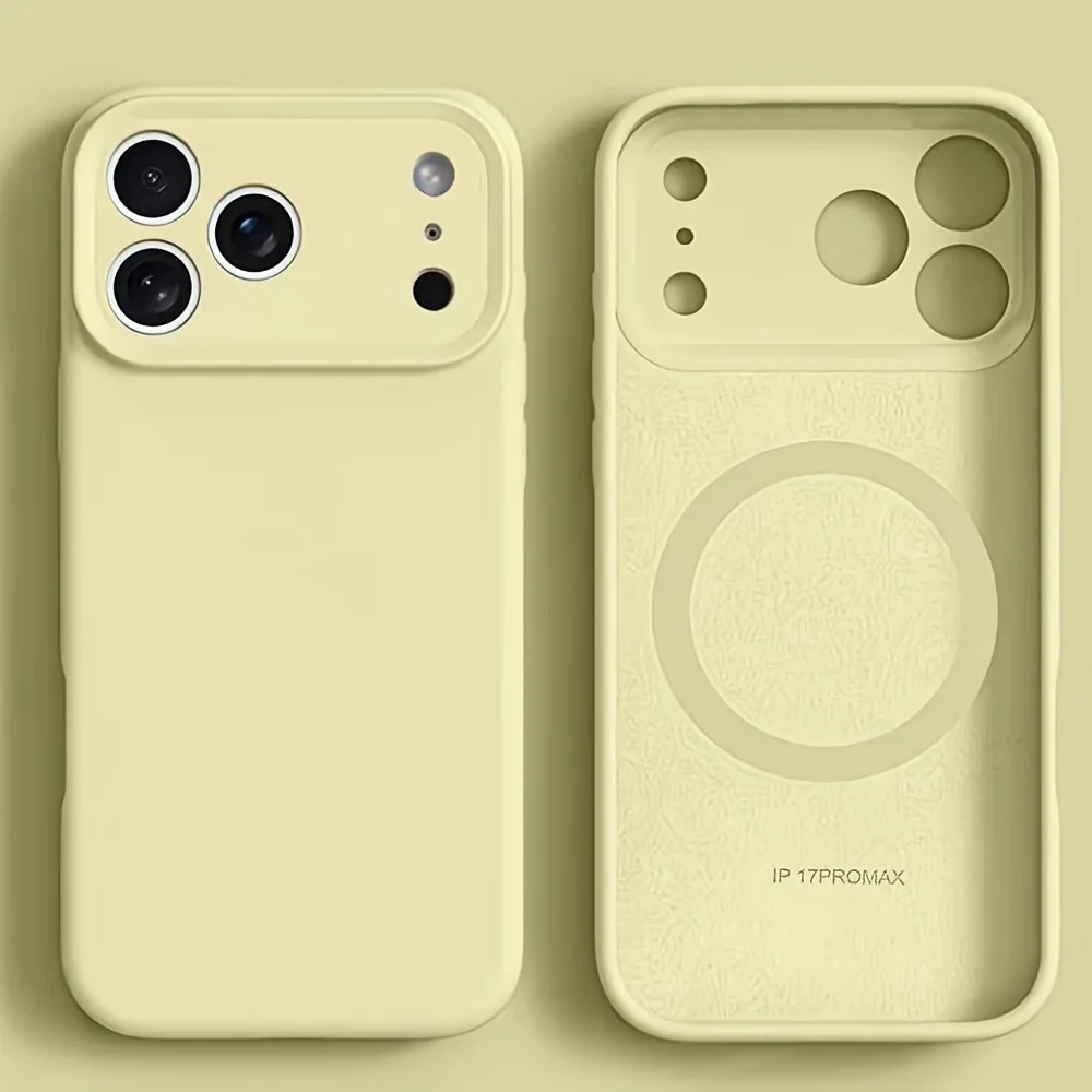 (iphone 13 Pro Amarillo) Funda Magnética De Silicona Líquida Para Teléfono, Compatible Con Carga Inalámbrica Magsafe.