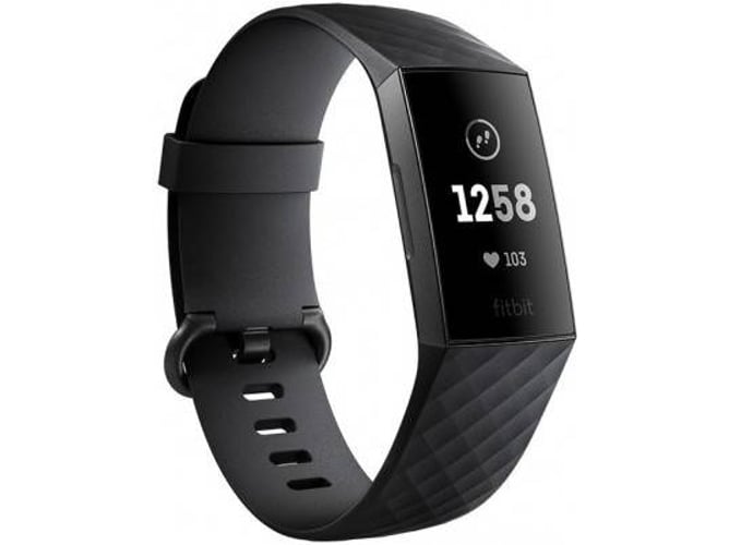 Fitbit Charge 3 negro pulsera de actividad ritmo pantalla oled bluetooth talla avanzada unisex adulto grafitonegro hasta 7 autonomía resistente al