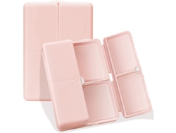 Pastillero Portátil Con 7 Compartimentos De Viaje, Diseño Plegable, Color Rosa.