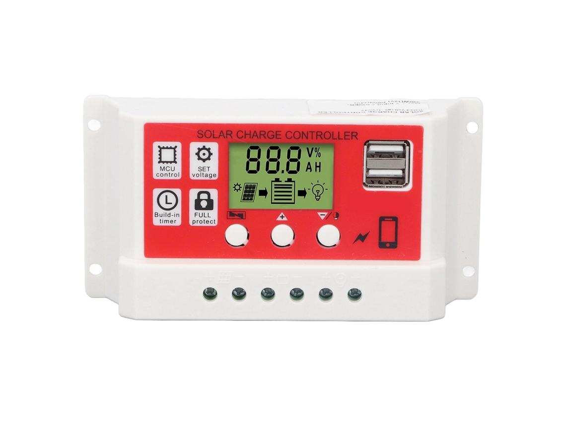 Controlador De Carga Solar Pwm Para Baterías De Litio 12v/24v 30a Con Pantalla Lcd Regulador Fotovoltaico