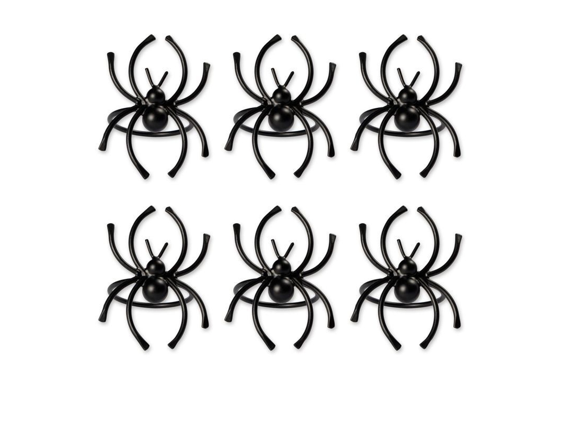 2026-conjunto De Anillos Para Servilletas Decorativos De Halloween, Araña Negra, 6 Piezas