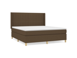 Maison Exclusive - Cama Box Spring Con Colchón Tela Marrón Oscuro 160x200 Cm