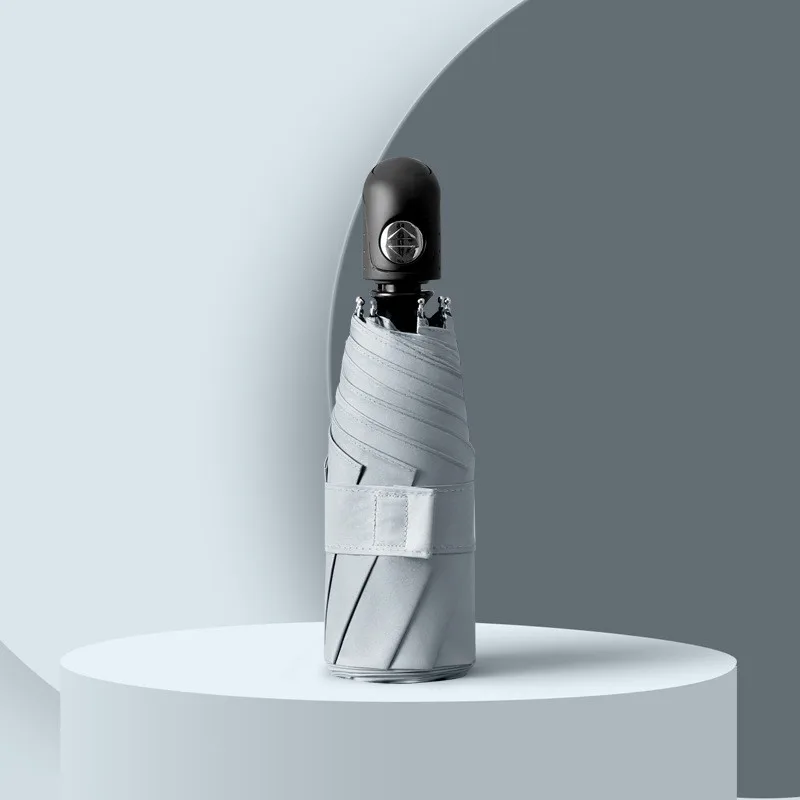 Sombrilla automática compacta MDUG gris 8k, de vinilo, con protección solar y contra los rayos UV.