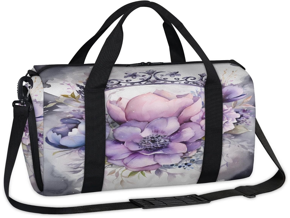 Bolsa Deportiva Estampado Corona Flores Acuarela Bolsa Fin Semana Viaje Gimnasio Para Niños Niñas Mujeres H
