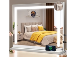 Zmh Espejo De Maquillaje Con Luz 70 X 55 Cm, Espejo De Tocador Con Luz, Led Táctil Regulable, Espejo De Tocador