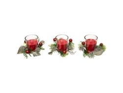 Trío de velas para centros de mesa Lámina roja 180 G - FEERIC LIGHTS & CHRISTMAS
