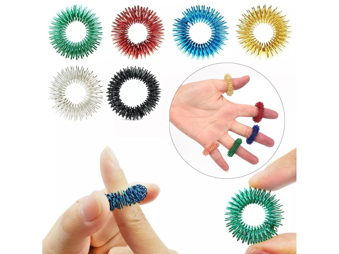 2026-6 Anillos De Masaje Para Dedos Con Puntas Sensoriales, Masajeador De Dedos Mini Reutilizable Para Aliviar El Estrés