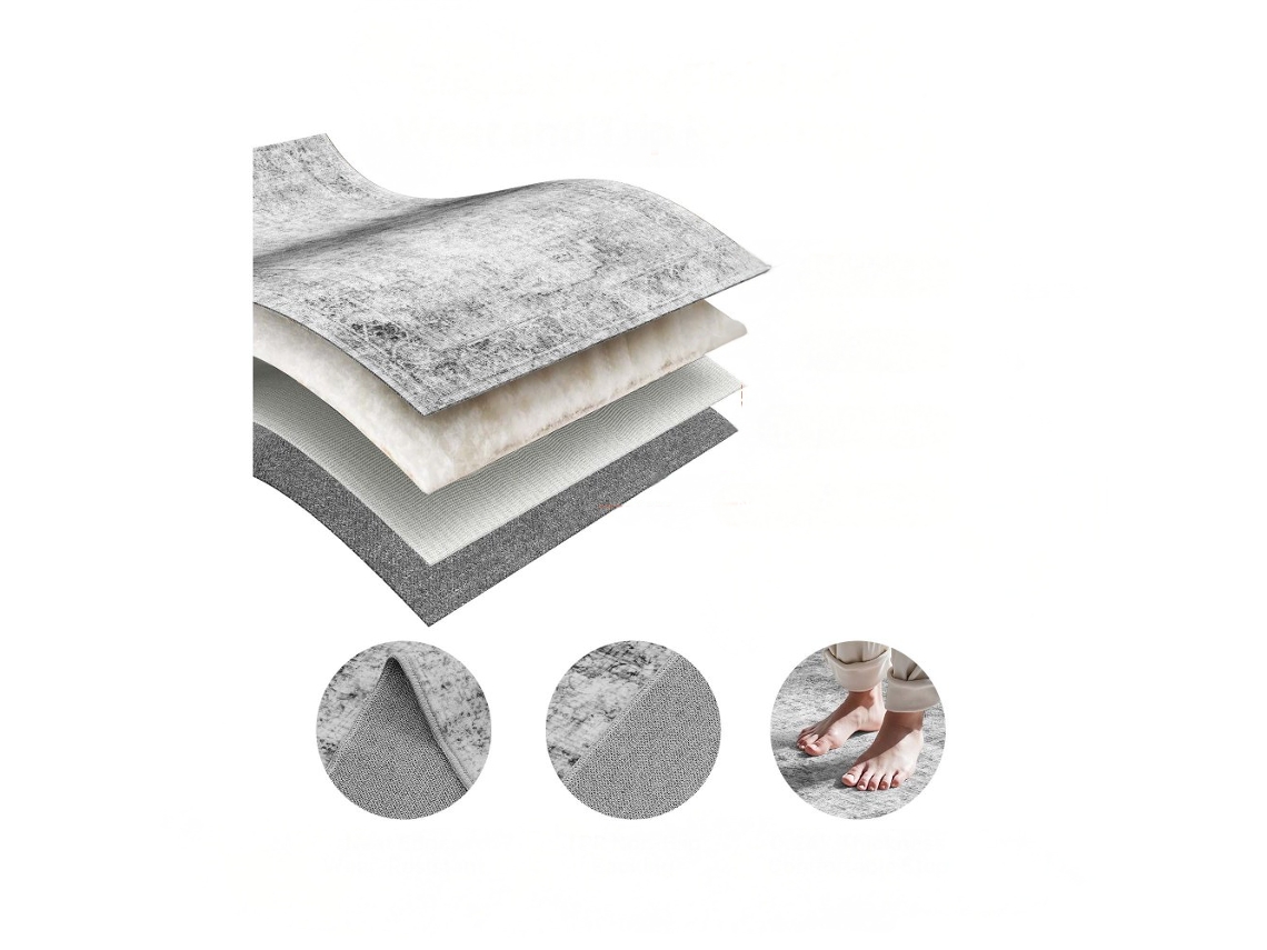 Alfombra Bohemia Gris Grande 2743x3658mm Cómoda, Lavable, Antideslizante e Hipoalergénica Tekmaquinas