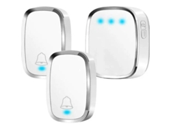 Timbres inalámbricos, kit de timbre impermeable con 2 transmisores y 1 receptor, alcance de 300 m, tono de llamada personalizable y luz indicadora LED