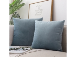 Rebe-funda De Almohada Cuadrada De Terciopelo, Suave Y Lujosa, Color Sólido, 40x40 Cm, Gris Azul, 2 Piezas