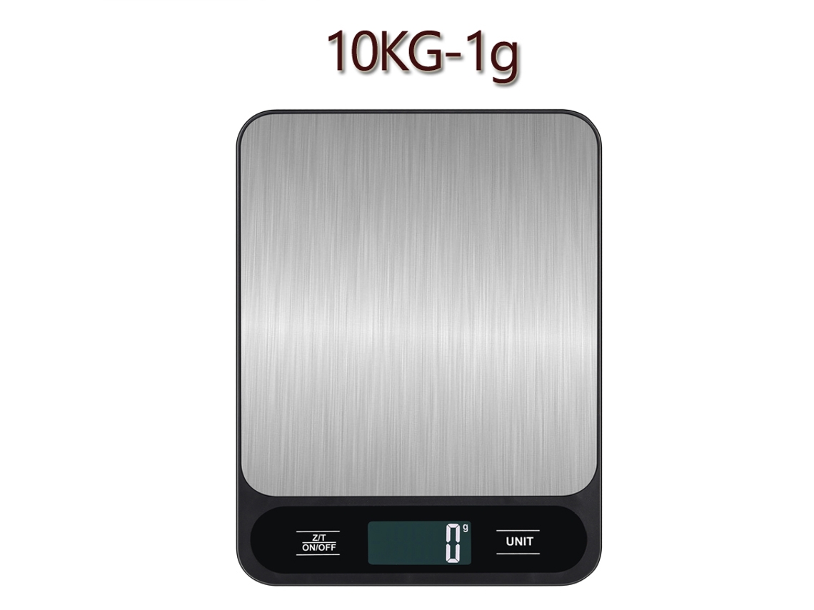 Báscula De Cocina Electrónica (negra) De 10 Kg Con Pantalla Lcd En Blanco Y Negro