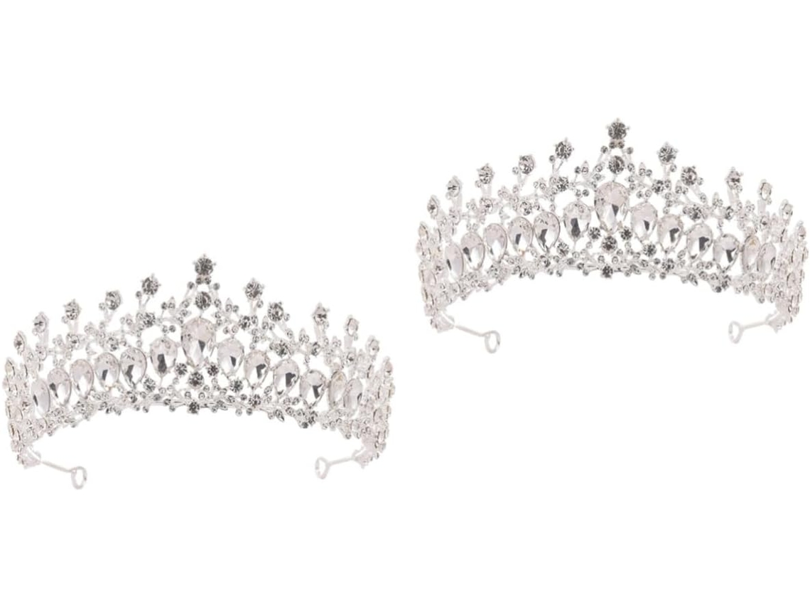 Corona De Boda Deslumbrante De 2 Piezas Con Diamantes De Imitación Para Mujer, Elegante Accesorio Para La Cabeza