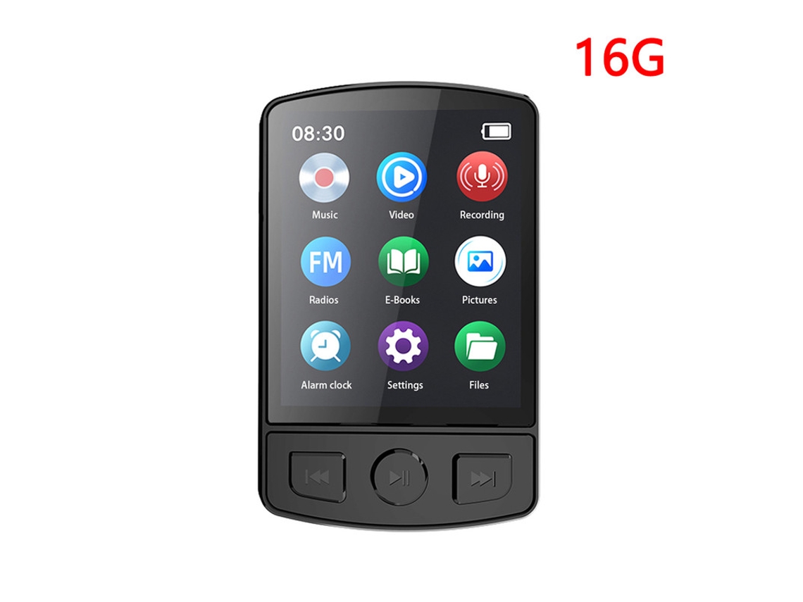 MP3 YIZHOOD (16G)Música deportiva portátil con altavoz FM, grabadora de libros electrónicos, Bluetooth negro