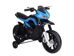 Motocicleta eléctrica para niños mayores de 3 años, batería de 6V, con luces y música, 105x52.3x62.3 cm, azul.