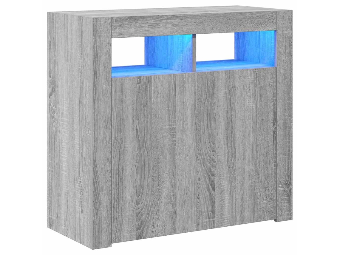 Aparador con luces LED 80x35x75 cm Gris Sonoma MAISON EXCLUSIVE