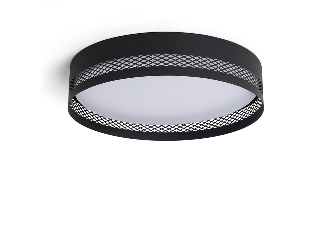 Plafón De Techo Led 40w Acero Saska L Preto Mate