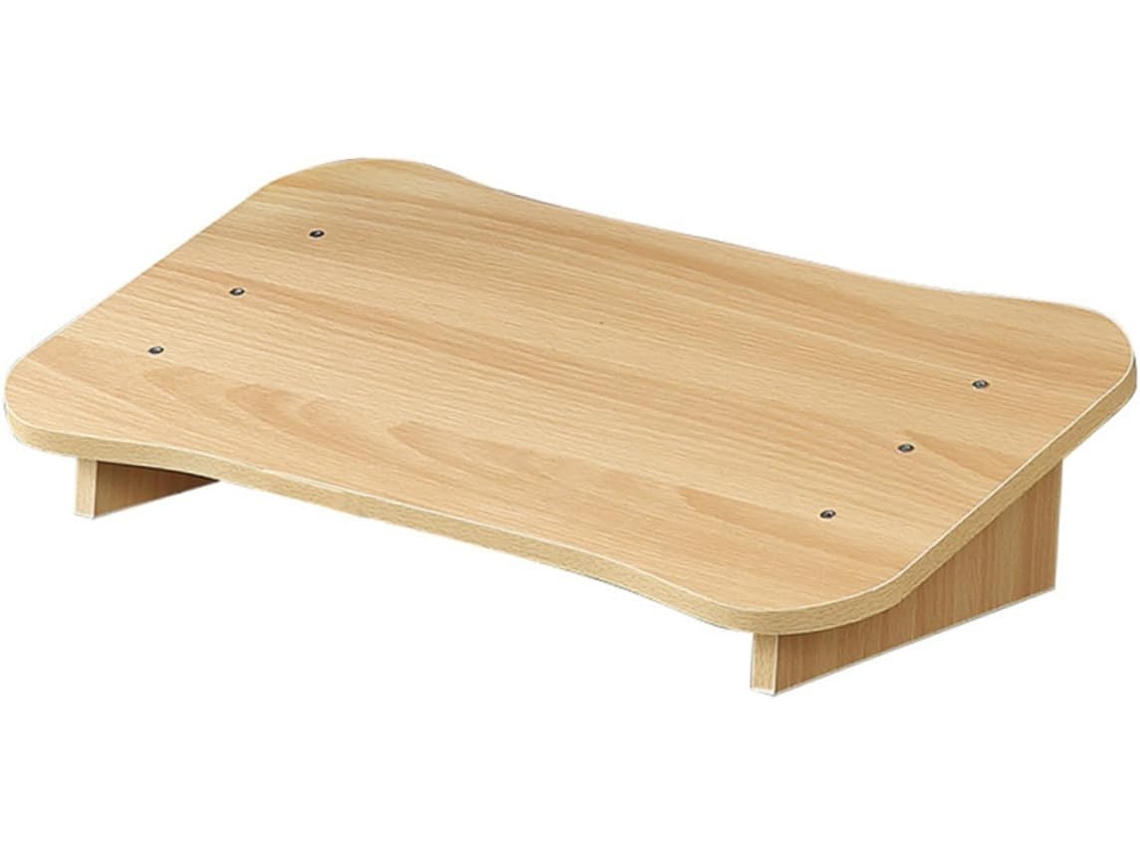 Reposapiés Pequeño De Madera Clara Para Oficina Con Superficie Inclinada.