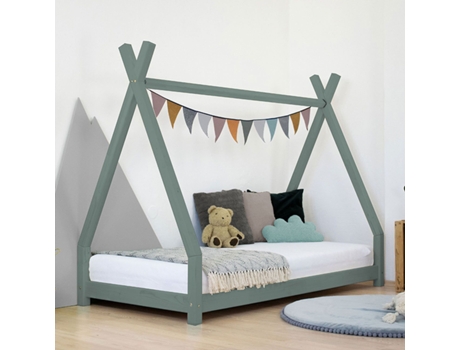 Cama tipi infantil NAKANA 90 x 180 verde salvia BENLEMI