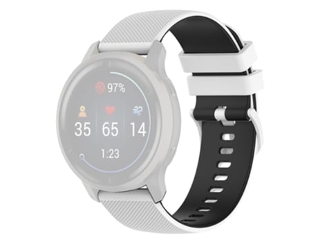 Correa de Silicona 20mm para Garmin Venu2 Plus/Vivoactive 3/Vivomove - blanco/negro