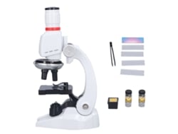 Microscópio Infantil 1200x Led Com Lâminas Kit Educativo Científico Branco 8+ Anos