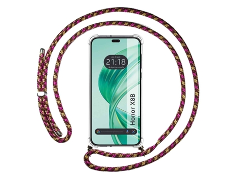Funda con Cordón Dorado para Honor X8B TUMUNDOSMARTPHONE Silicona Rosa