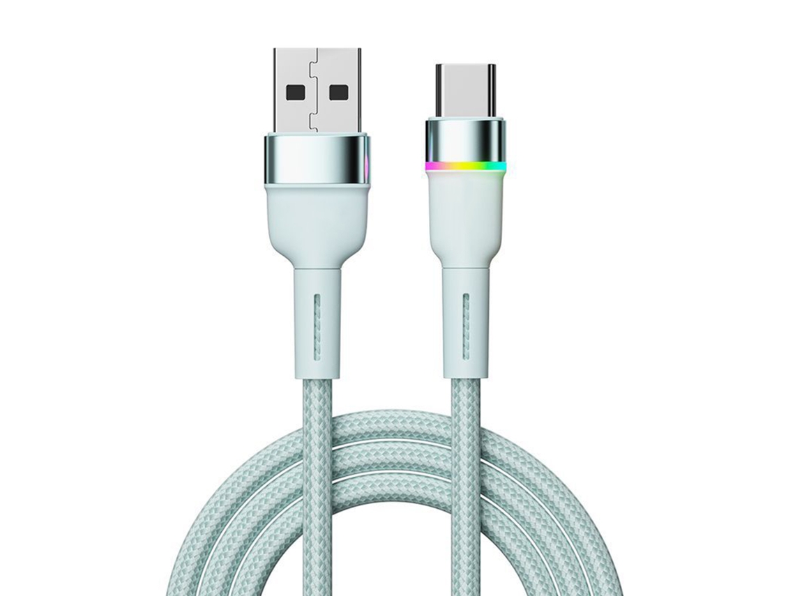 Cable De Carga Rápida Usb-c 3a, Aleación De Aluminio, Con Cable De Datos, Compatible Con Teléfonos Móviles, Azul Claro.