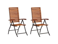 Sillas de jardín reclinables de 2 piezas DKD Home Decor de madera maciza de acacia